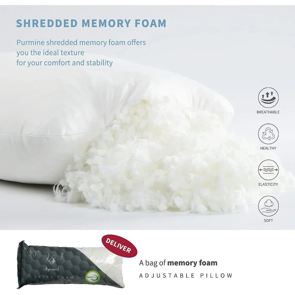 Adjustable Shredded Memory Foam Pillow for Neck and Shoulder Pain